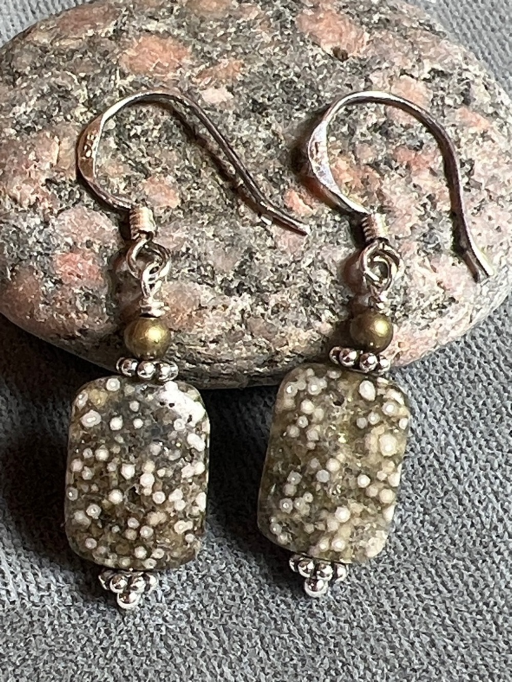 Sterling Silver and Ocean Jasper dangle earrings